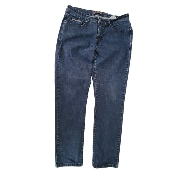 Levis 512 Perfectly Shaping Skinny Jeans Womens Size 18 Mid Rise Dark Wash Denim - Picture 2 of 6